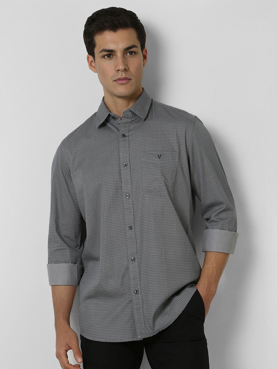 

Van Heusen Sport Men Slim Fit Geometric Printed Cotton Casual Shirt, Grey