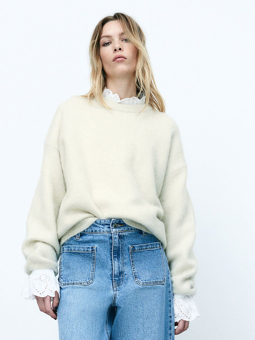 

H&M Oversized Mohair-Blend Jumper, Beige