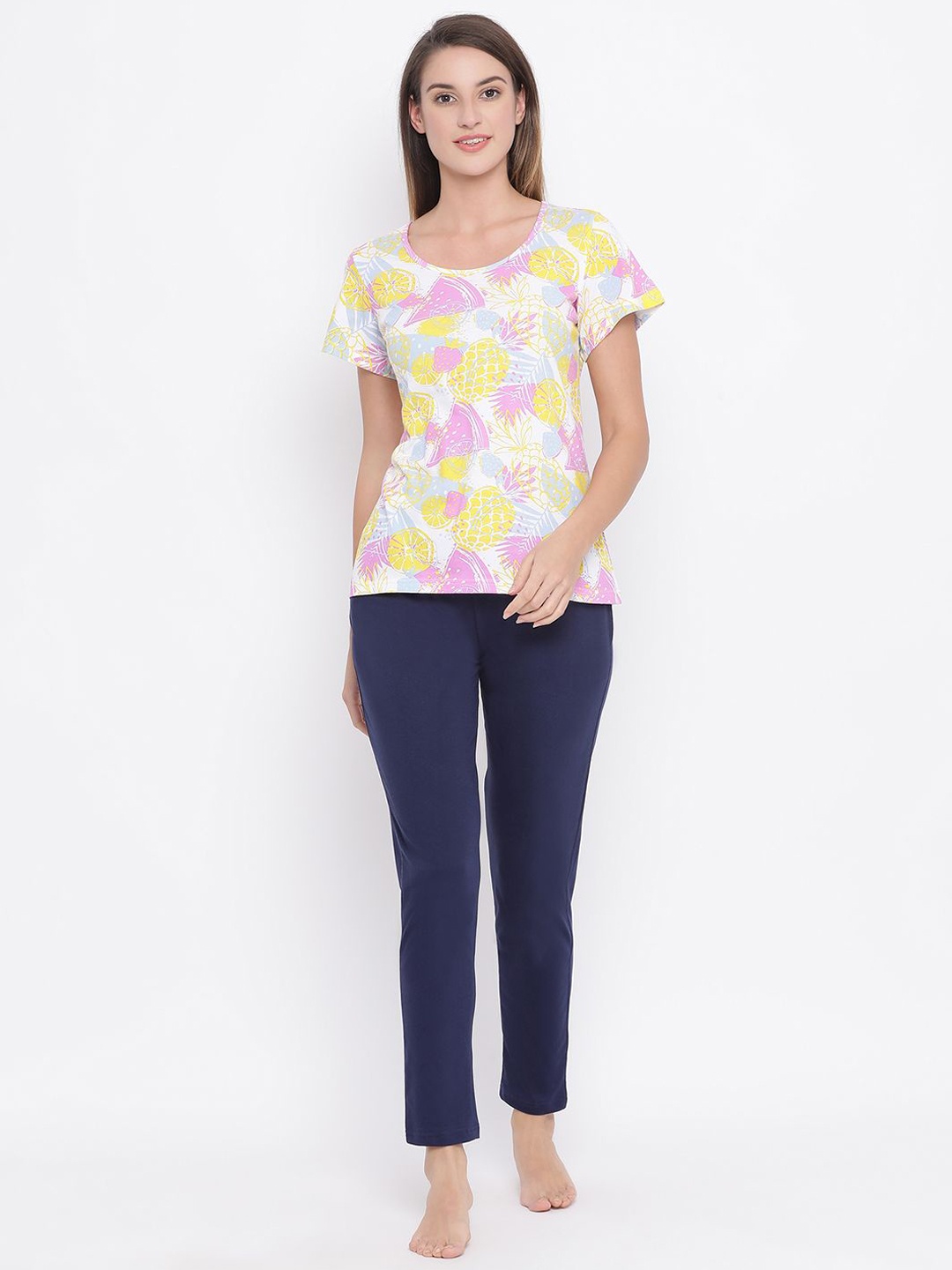 

Clovia Women Printed Night suit, Yellow