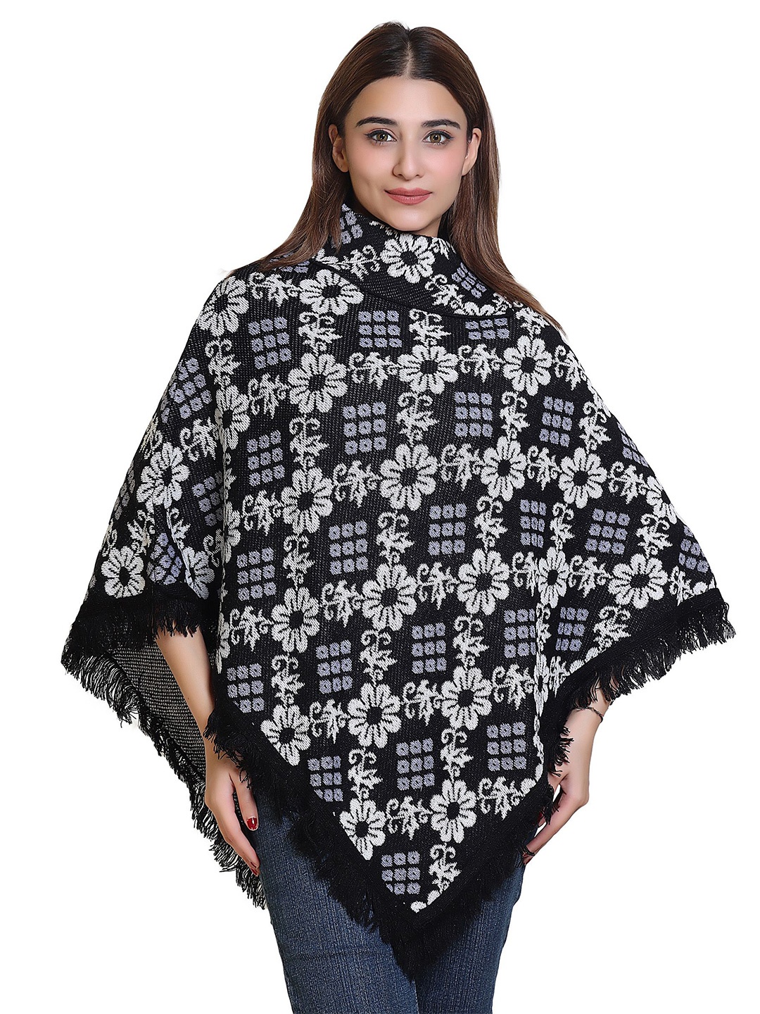 

DISCOVERYLINE Women Floral Printed Poncho, White