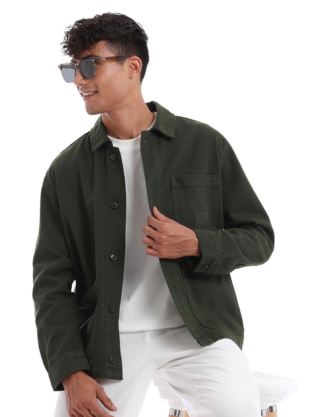 

Banana Club Men Cotton Drill Jacket, Green