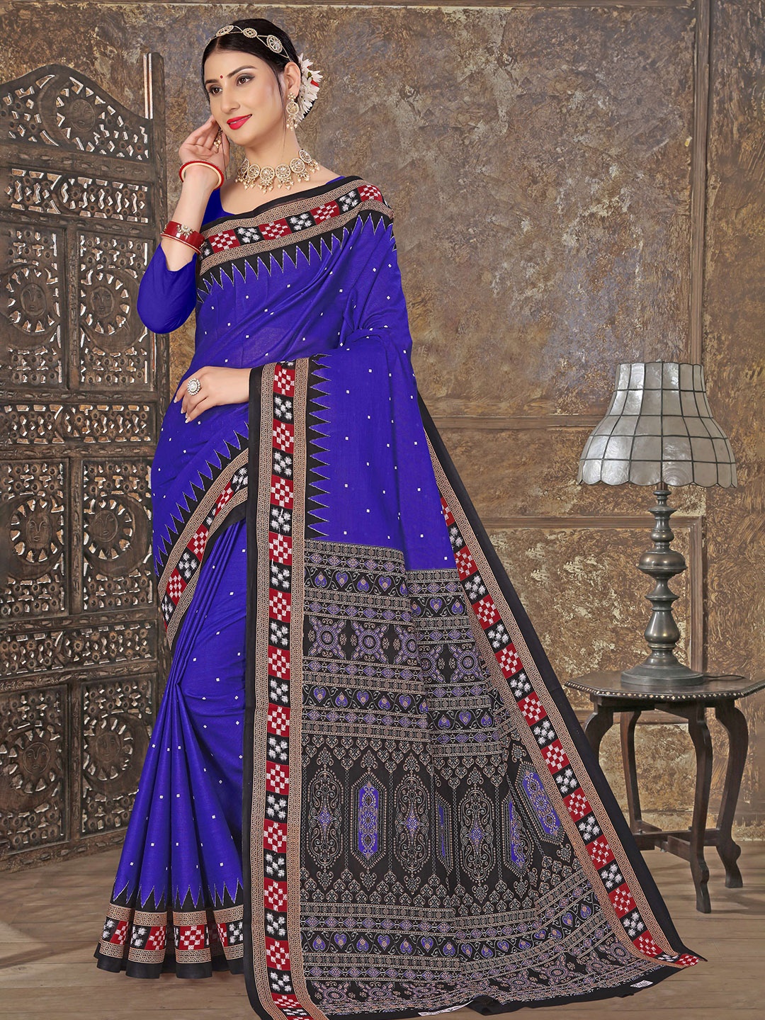 

pasapalli Pure Cotton Sambalpuri Saree, Blue