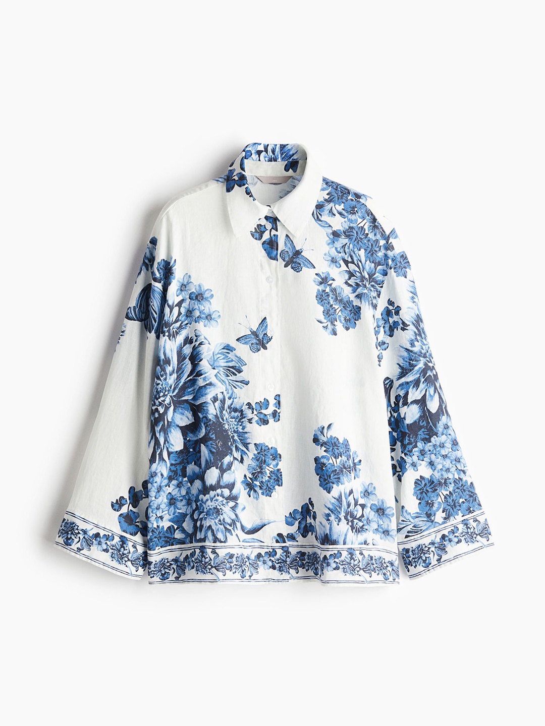 

H&M Patterned Linen Shirt, White