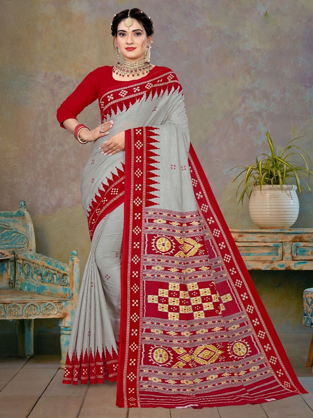 

pasapalli Pure Cotton Sambalpuri Saree, Grey