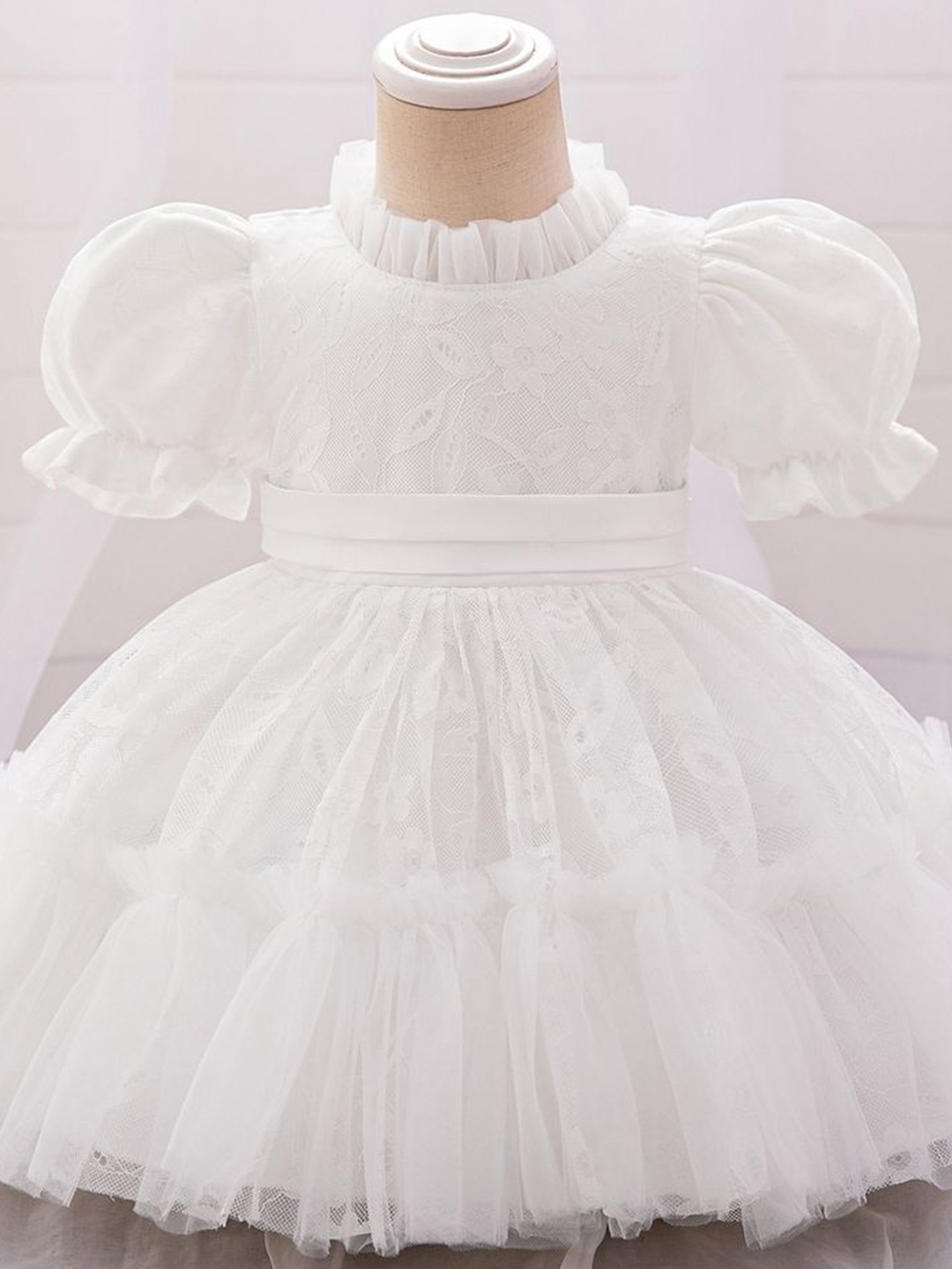 

LULU & SKY Girls Flutter Sleeve Fit & Flare Dress, White