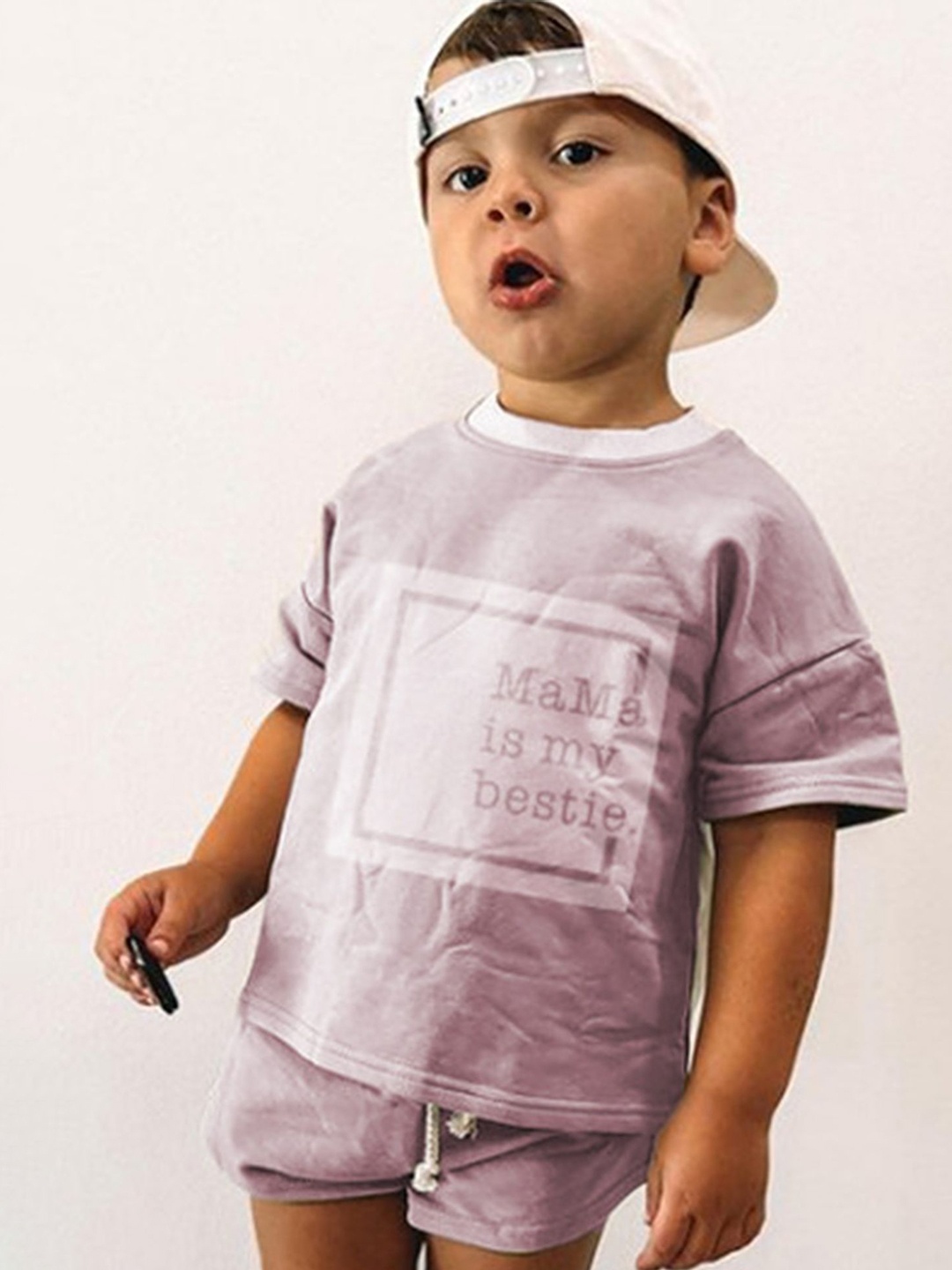 

LULU & SKY Boys Printed Pure Cotton T-Shirt With Shorts, Purple