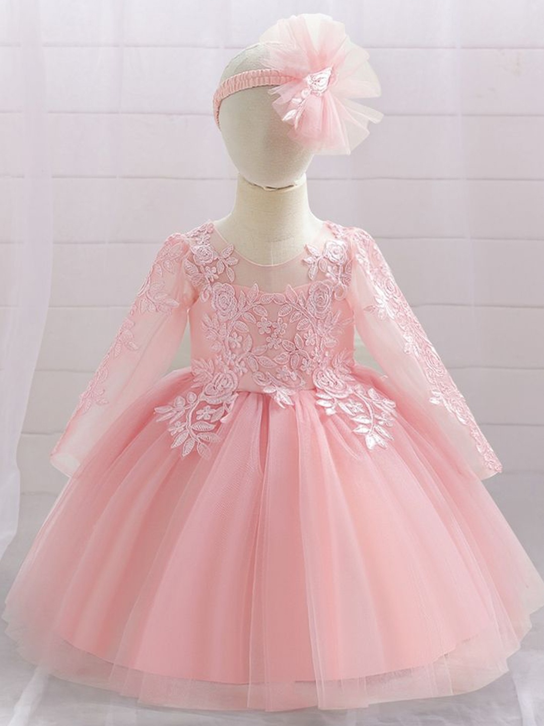 

LULU & SKY Embellished Cape Sleeve Fit & Flare Dress, Pink