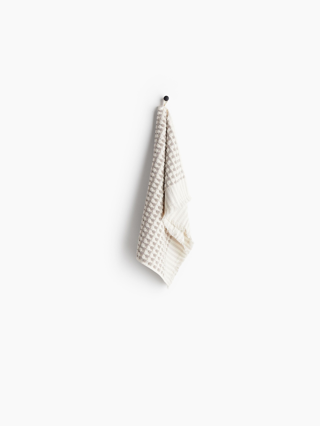 

H&M Beige-Coloured Patterned Pure Cotton Terry Hand Towel