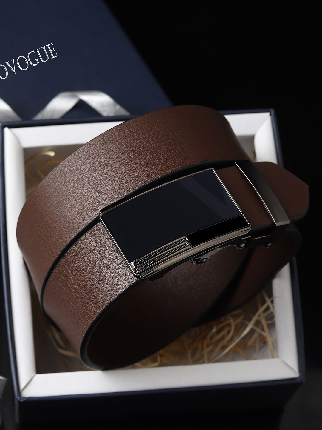 

Provogue Men Textured Leather Belt, Brown