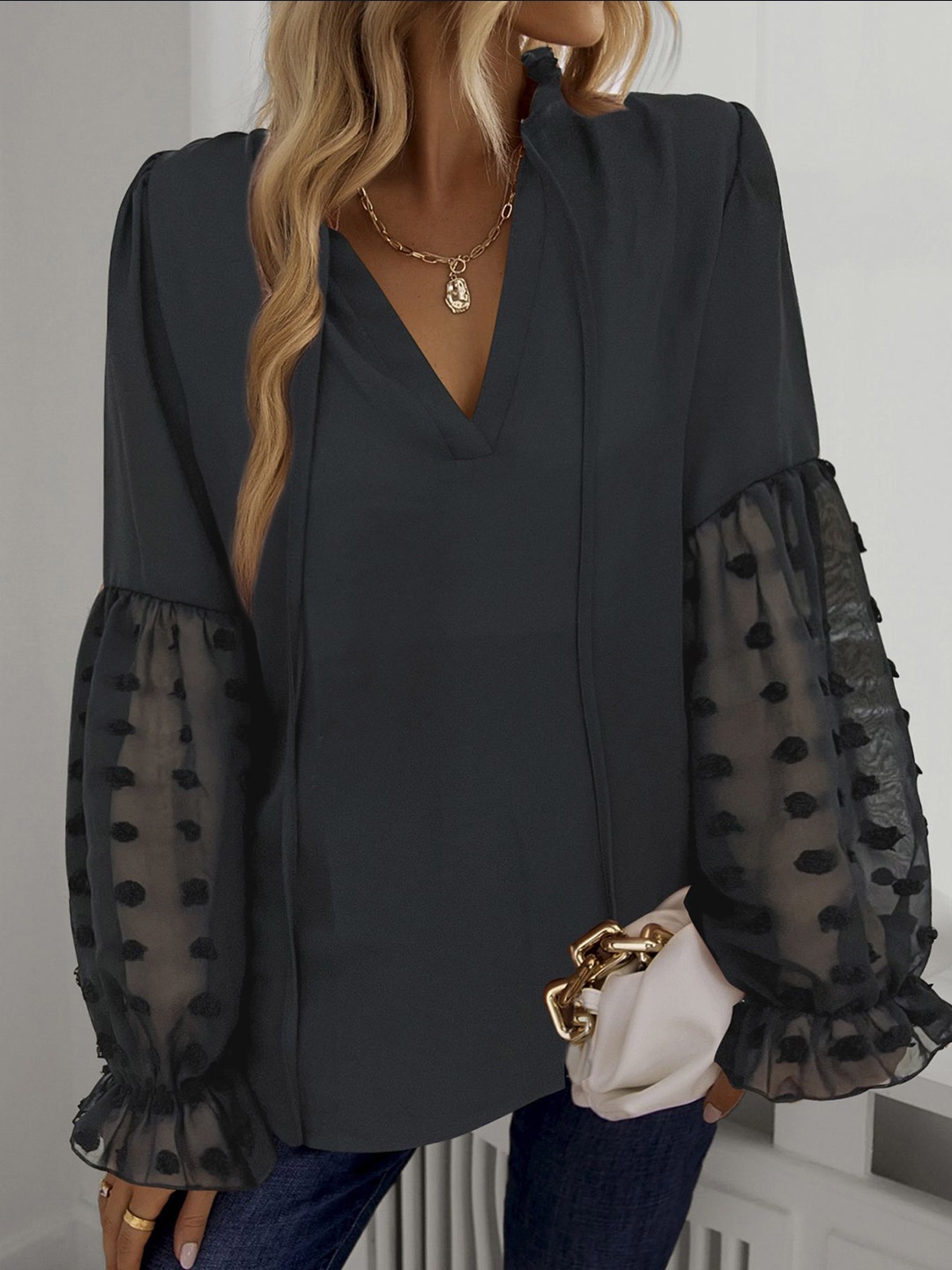 

StyleCast x Revolte Peplum Top, Black