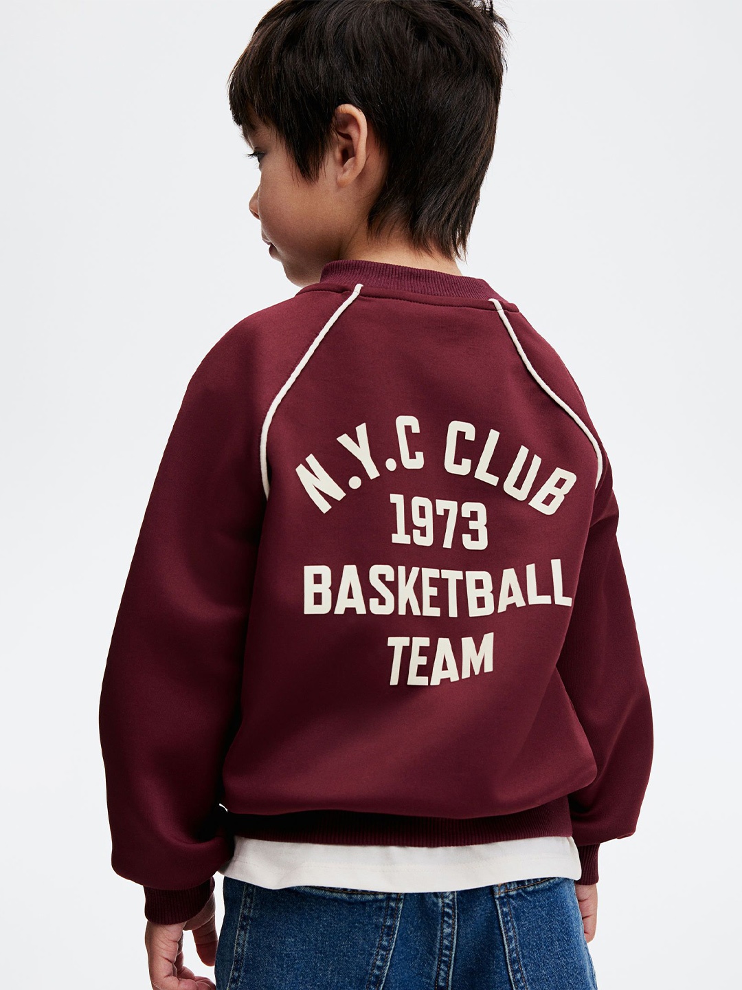 

H&M Motif-Detail Track Jacket, Maroon