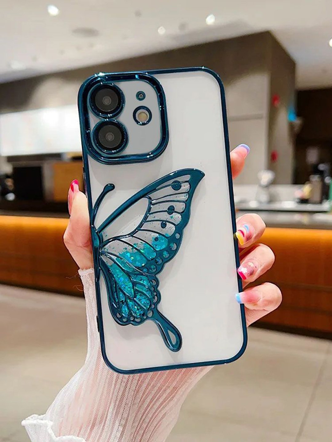 

Luxury Kase Quirky LK100 Plating Dream Butterfly Clear iPhone 12 Back Case, Teal