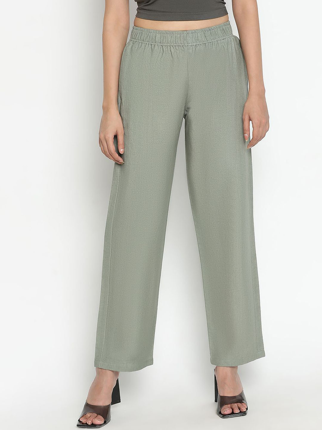 

VEGAL Women Relaxed Trousers, Olive