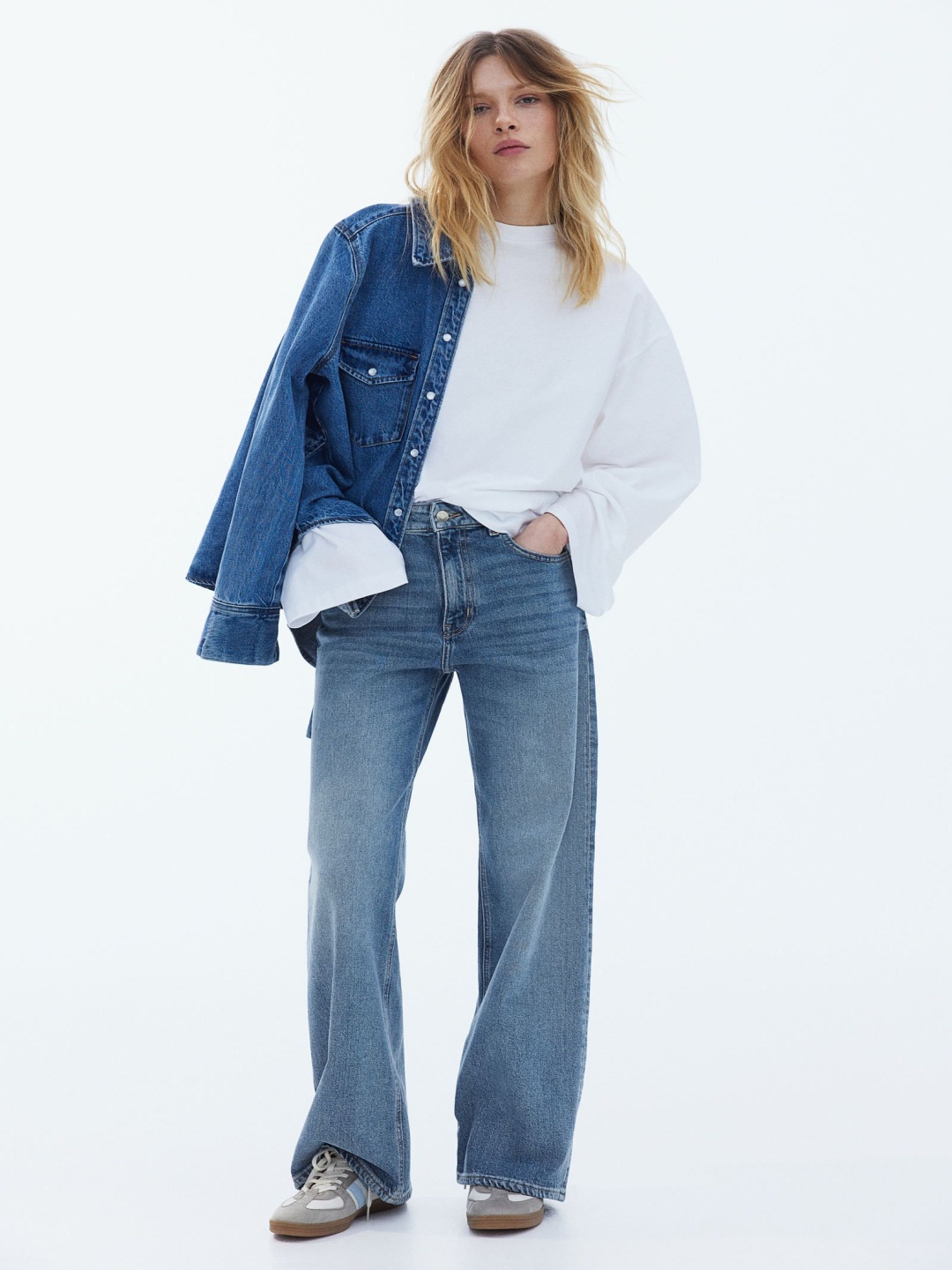 

H&M Wide High Jeans, Blue