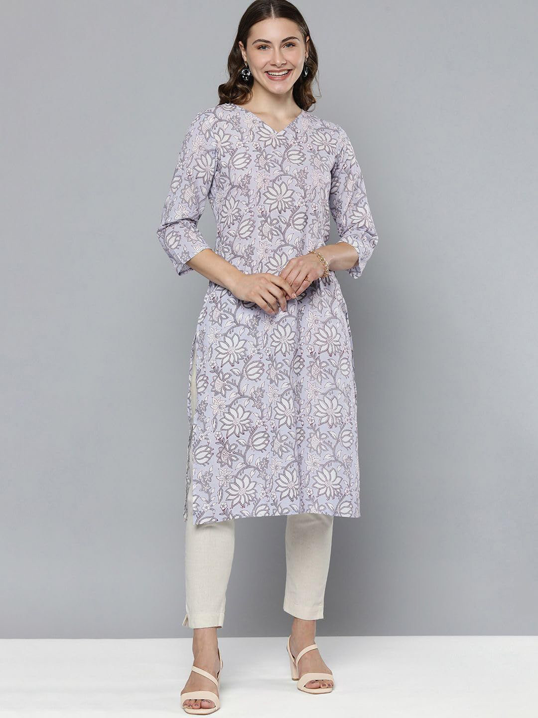 

13-Star Print A-Line Dress, Cream