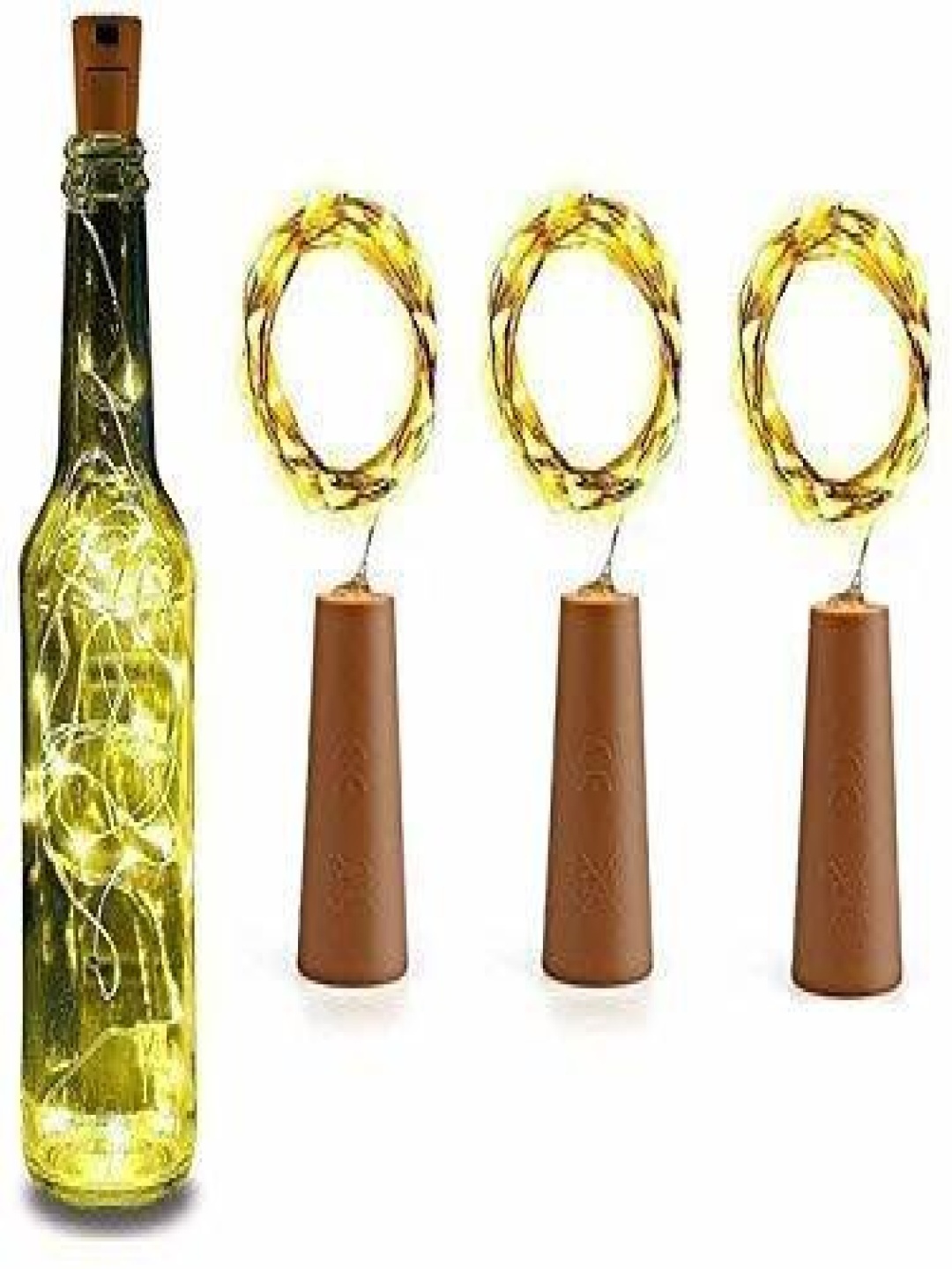 

SPARK WORLD 3-Pcs Yellow Cork LED String Lights