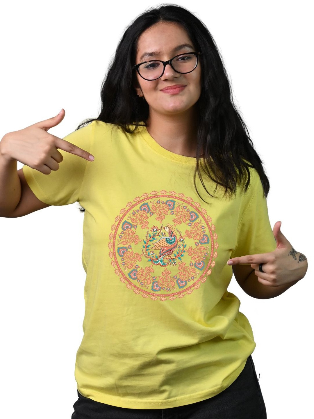 

Tedhi Medhi Family Women Graphic Printed Round Neck Cotton T-shirt, Yellow