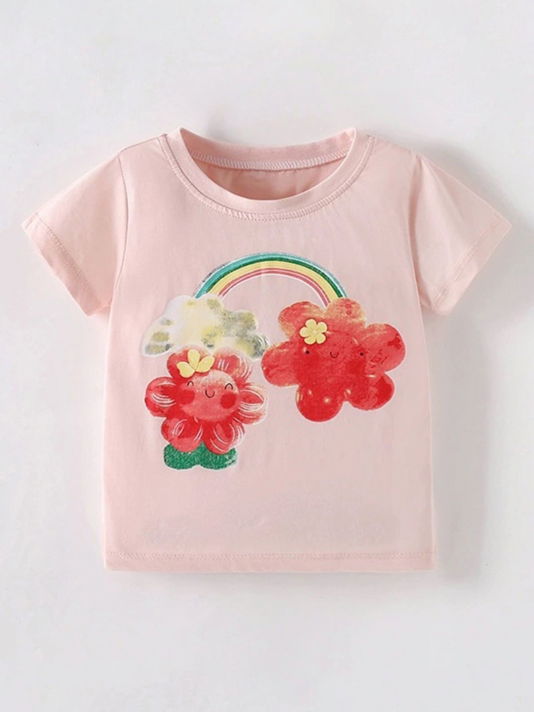 

LULU & SKY Girls Printed Applique T-shirt, Pink