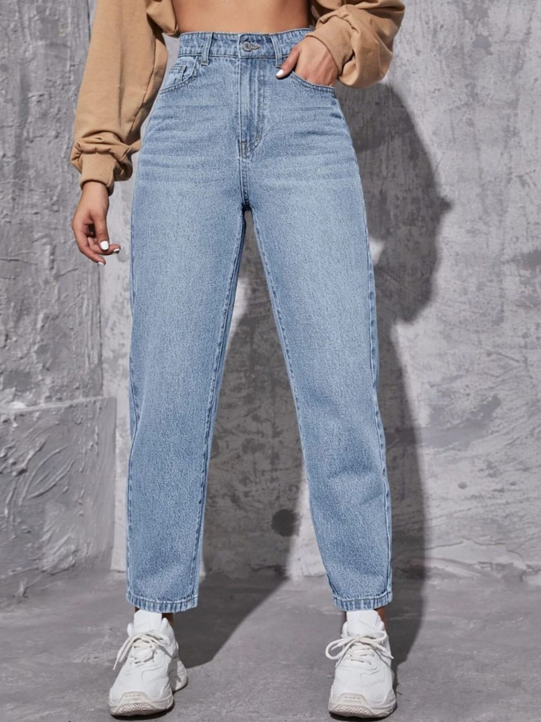 

KATECLO Women High-Rise Highly Distressed Jeans, Blue