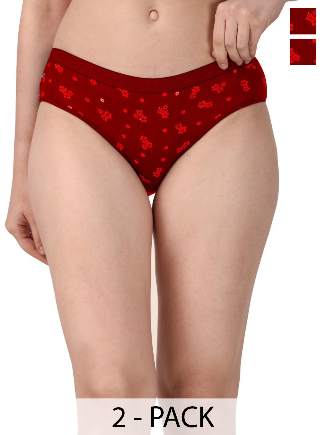 

SHREE GANESH FASHION Printed Bikini Briefs LYCRA RD 002 S, Red