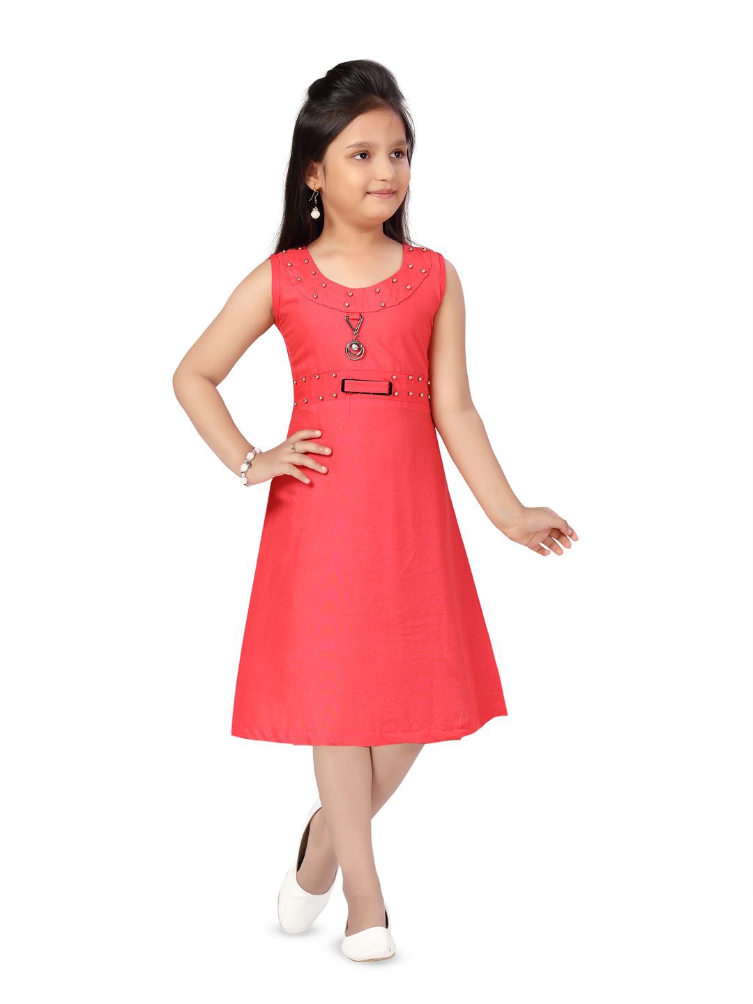 

YK Girls A-Line Dress, Red