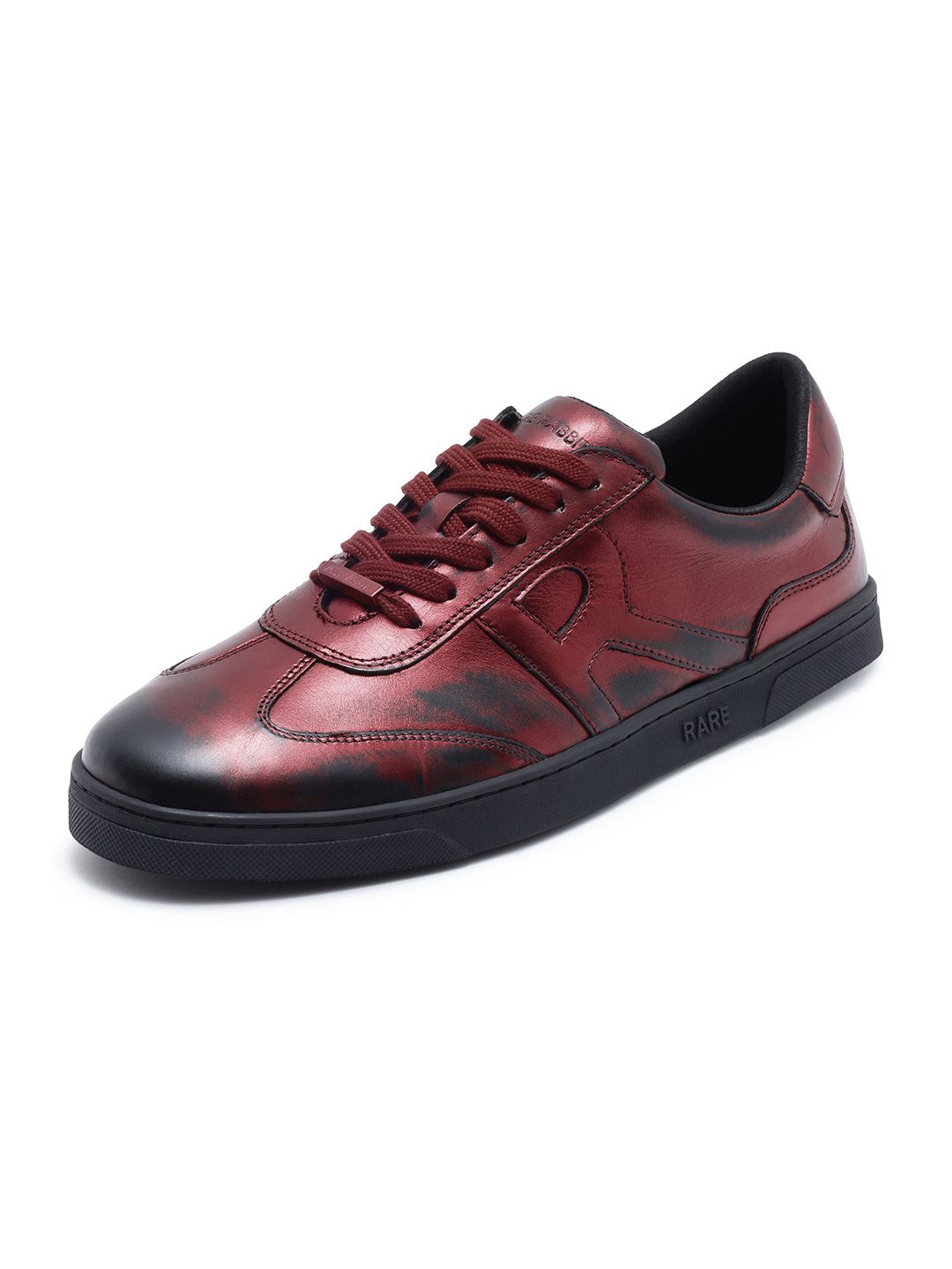 

RARE RABBIT Men Textured Leather Sneakers, Red