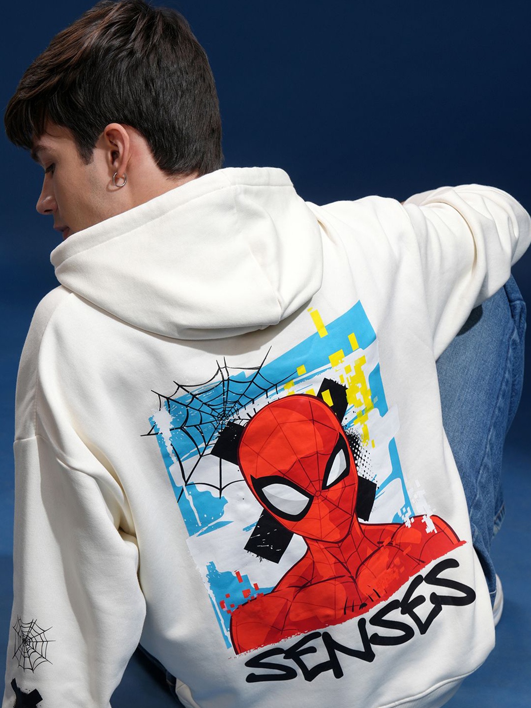 

HIGHLANDER Marvel Men Oversized Drop Shoulder Hoodie Sweatshirt, White