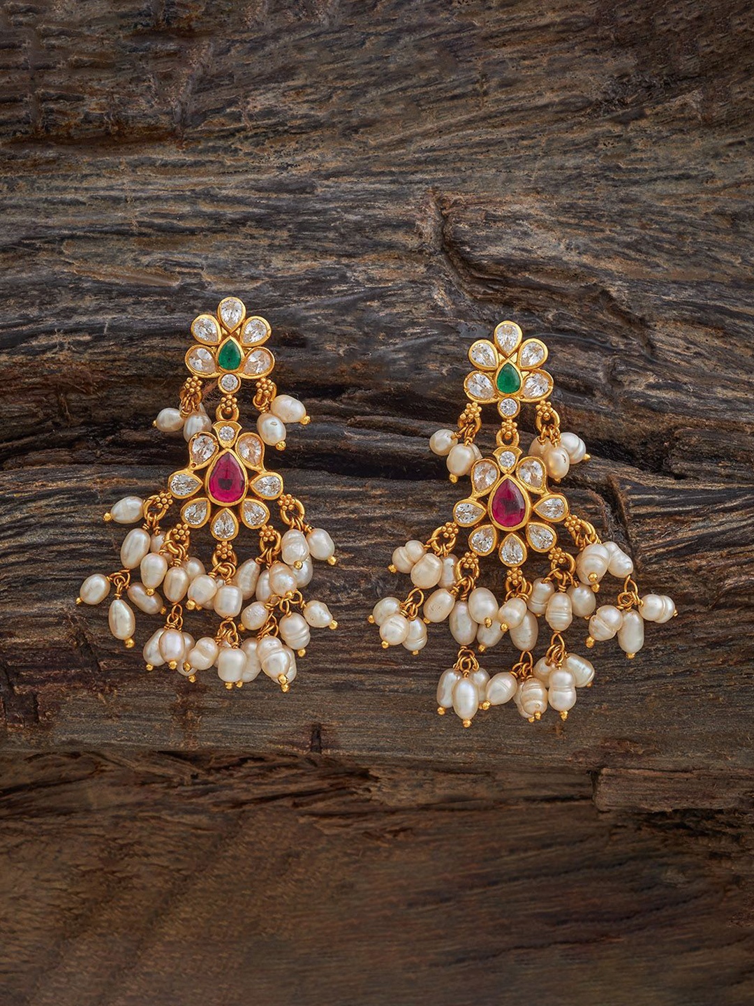 

Kushal's Fashion Jewellery 92.5 Pure Silver Gold-Plated Beaded Contemporary Drop Earrings