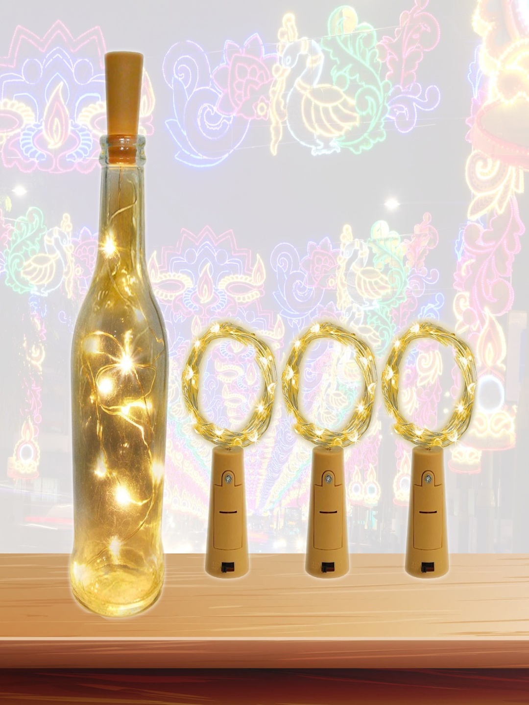 

SPARK WORLD Beige Rice Shaped String Lights, Gold