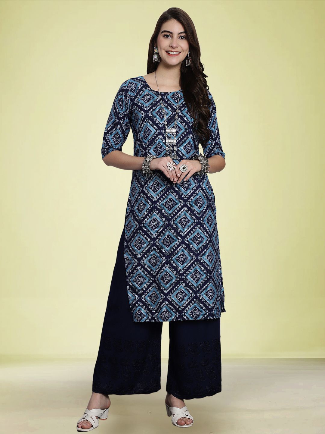 

Moda Rapido Printed Straight Kurta, Blue