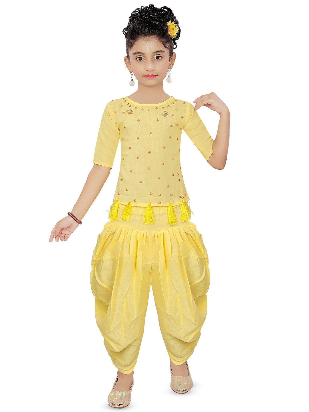 

Epochlite Girls Top with Dhoti Pants, Yellow