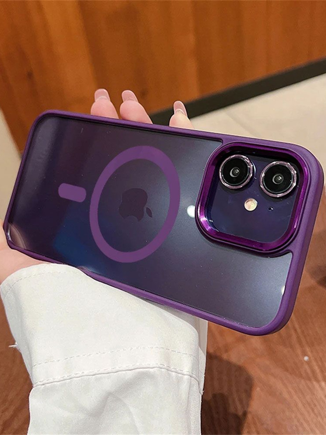 

Luxury Kase LK096 Solid iPhone 12 Mag-Safe Magnetic Wireless Charging Lens Back Case, Purple