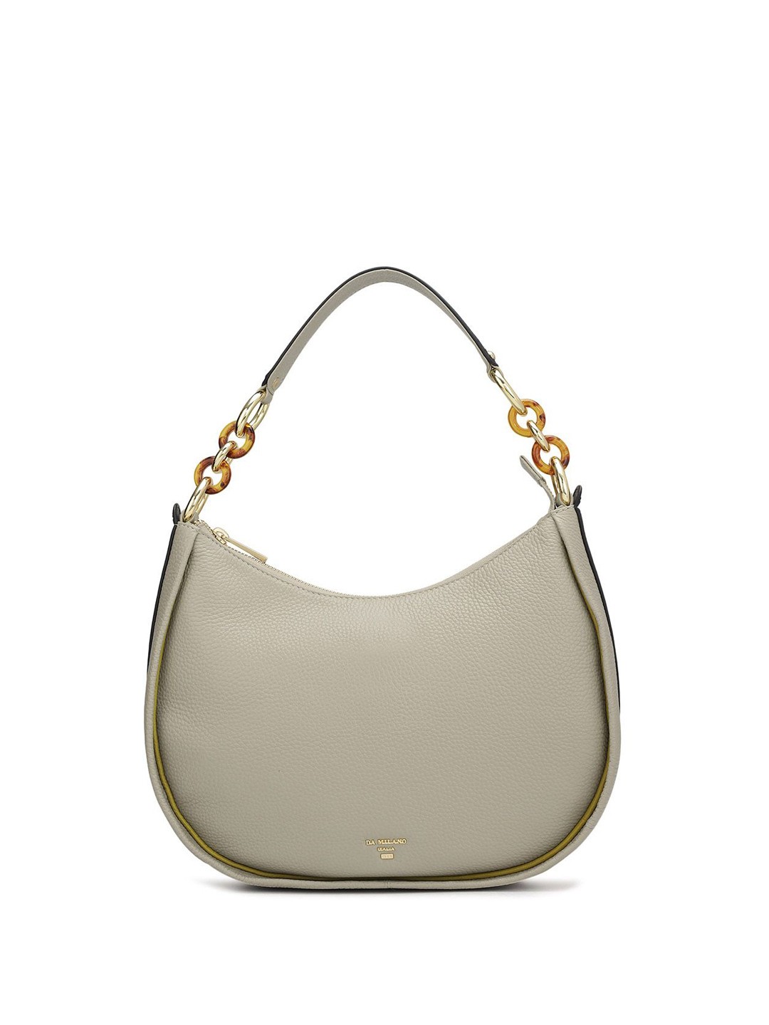 

Da Milano Leather Structured Hobo Bag with Cut Work, Green