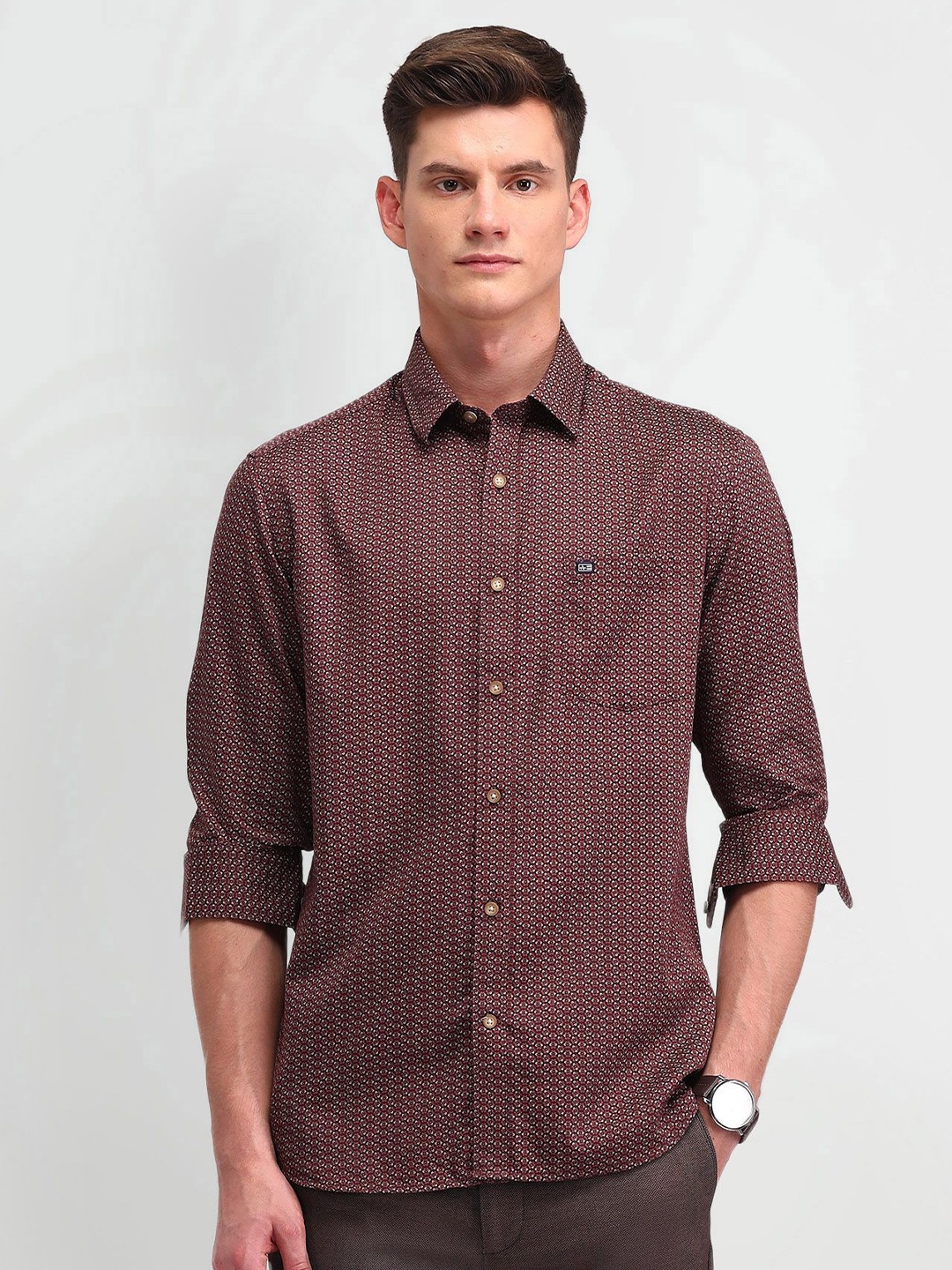 

Arrow Sport Men Slim Fit Floral Printed Cotton Casual Shirt, Brown