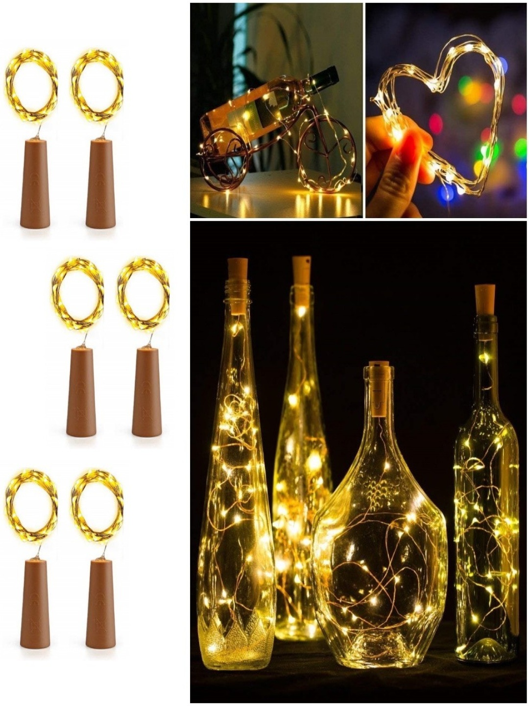 

SPARK WORLD Adults 6-Pcs Yellow Rice Shaped Cork Fairy String Lights