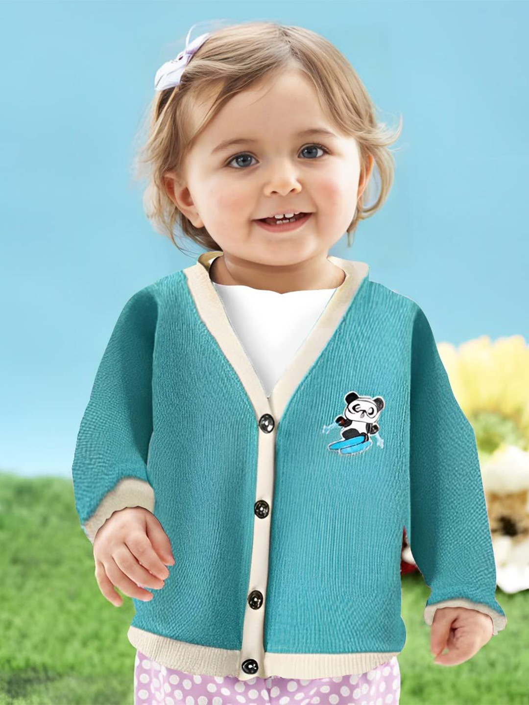 

MOMISY Kids V-Neck Long Sleeves Cardigan, Teal