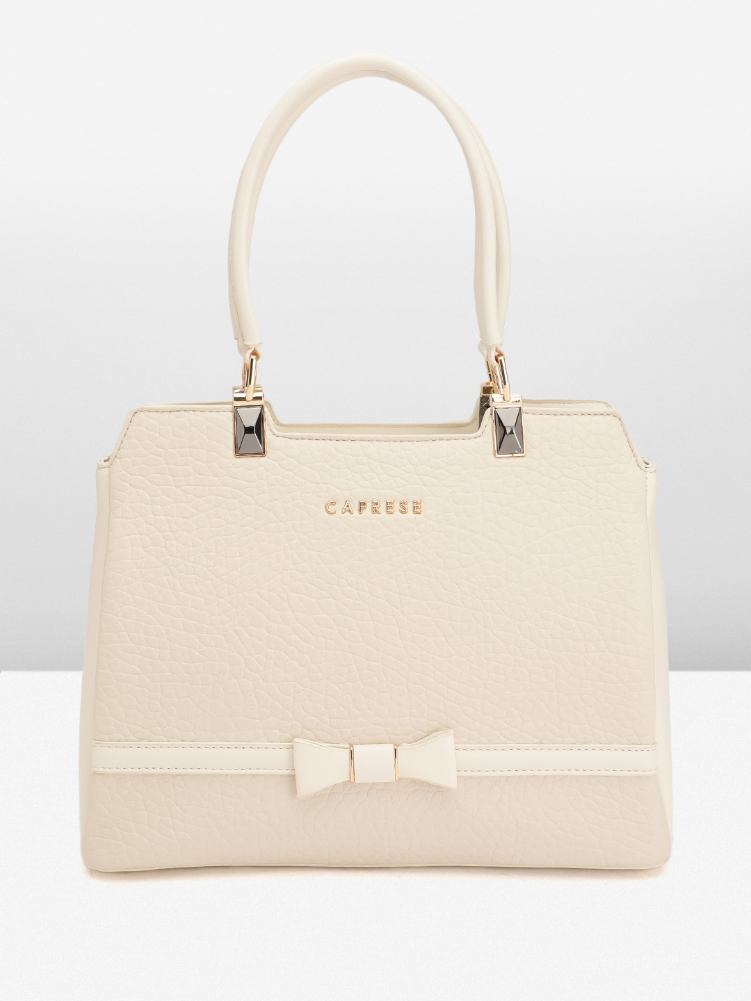

Caprese Textured Structured Handheld Bag with Bow Detail, Off white