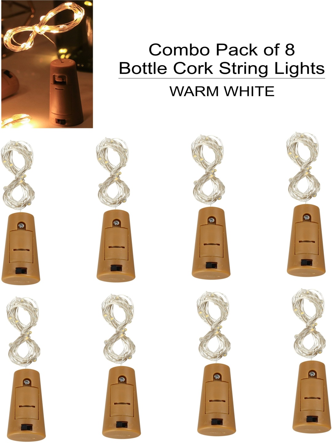 

SPARK WORLD Yellow & Brown 8 Pieces Cork Shape String Light
