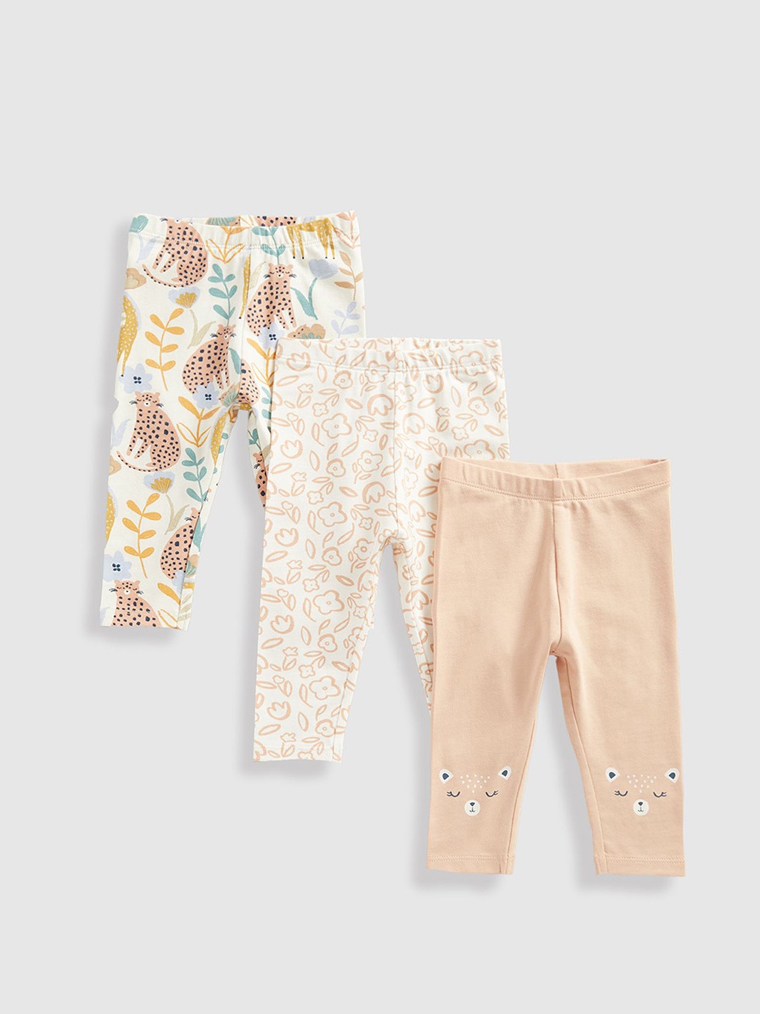 

Mothercare Infant Girls Pack Of 3 Printed Pure Cotton Ankle-Length Leggings, Pink
