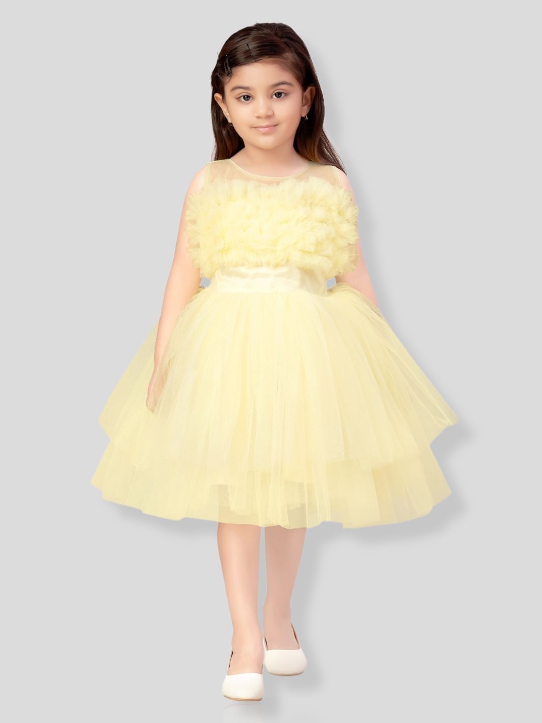 

YK Girls Net Fit & Flare Dress, Green