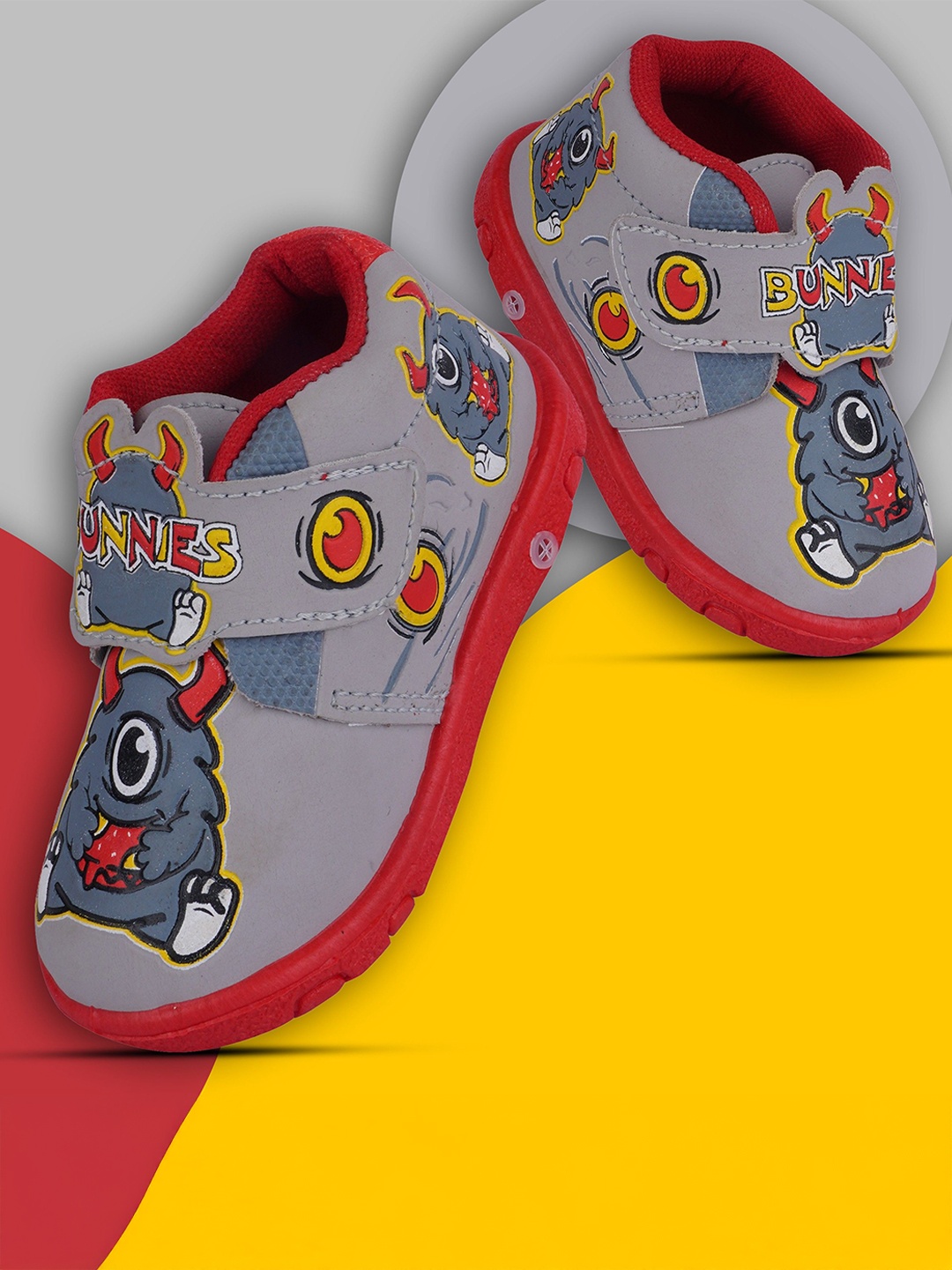 

BUNNIES Kids Printed Sneakers, Grey melange