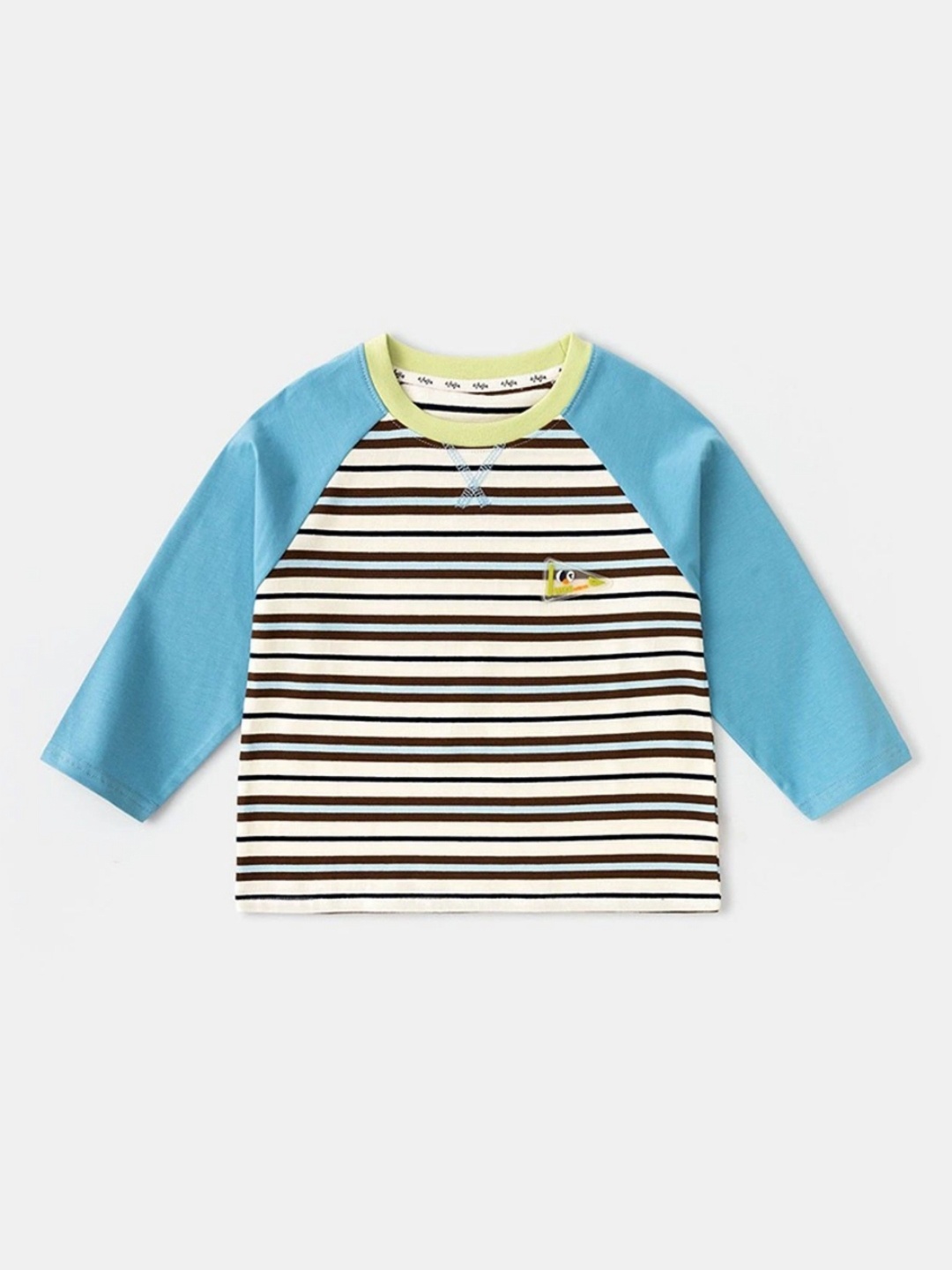 

LULU & SKY Girls Striped V-Neck Applique T-shirt, Blue