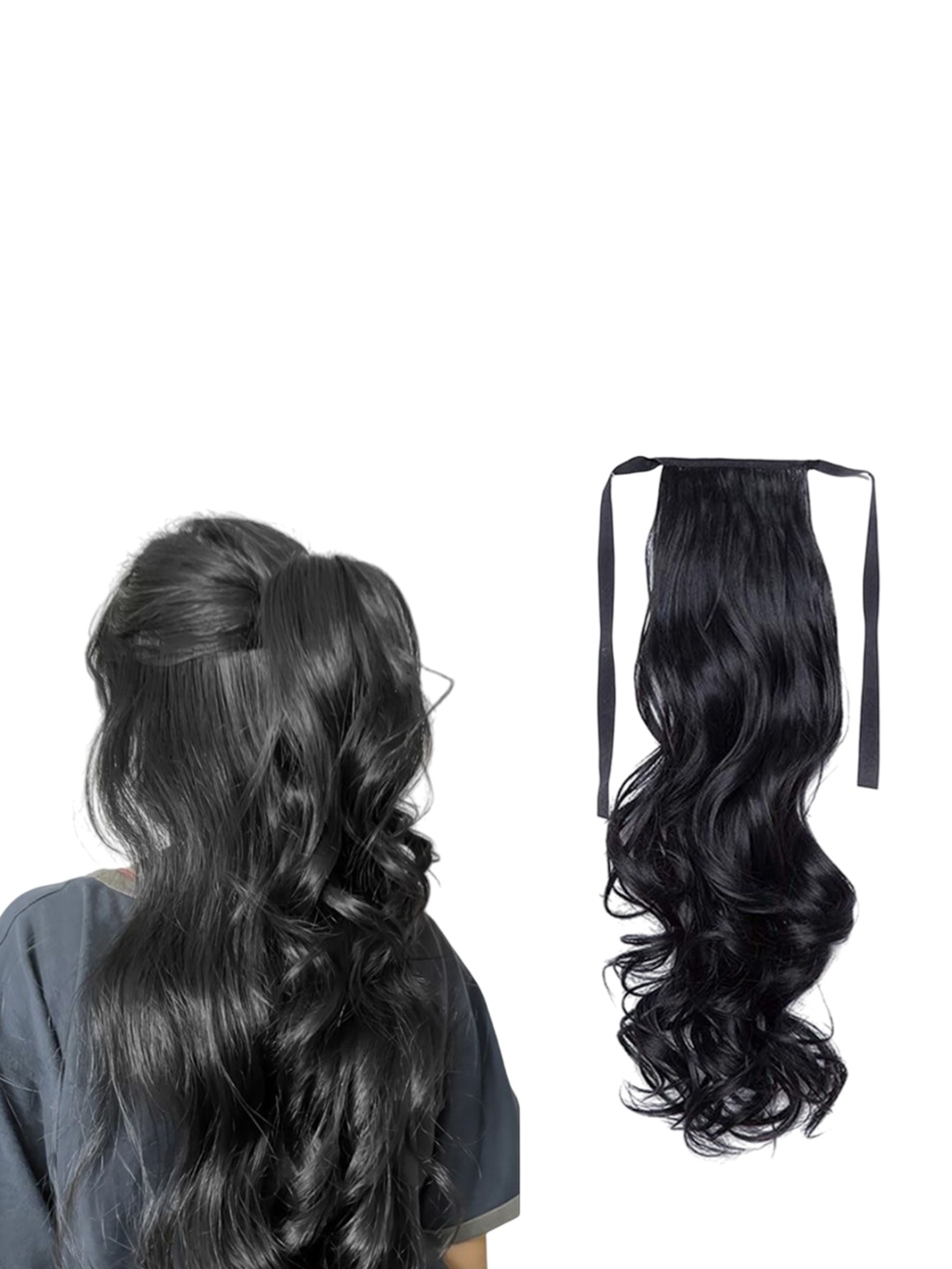 

D-Divine Clip In Wavy Ponytail Hair Extension- Black- 24 Inch