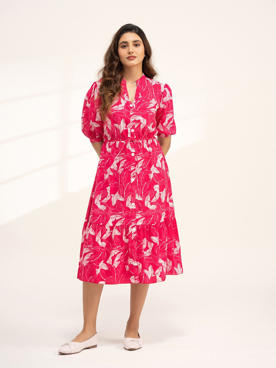 

DressBerry Women Floral Printed Fit & Flare Dress, Peach