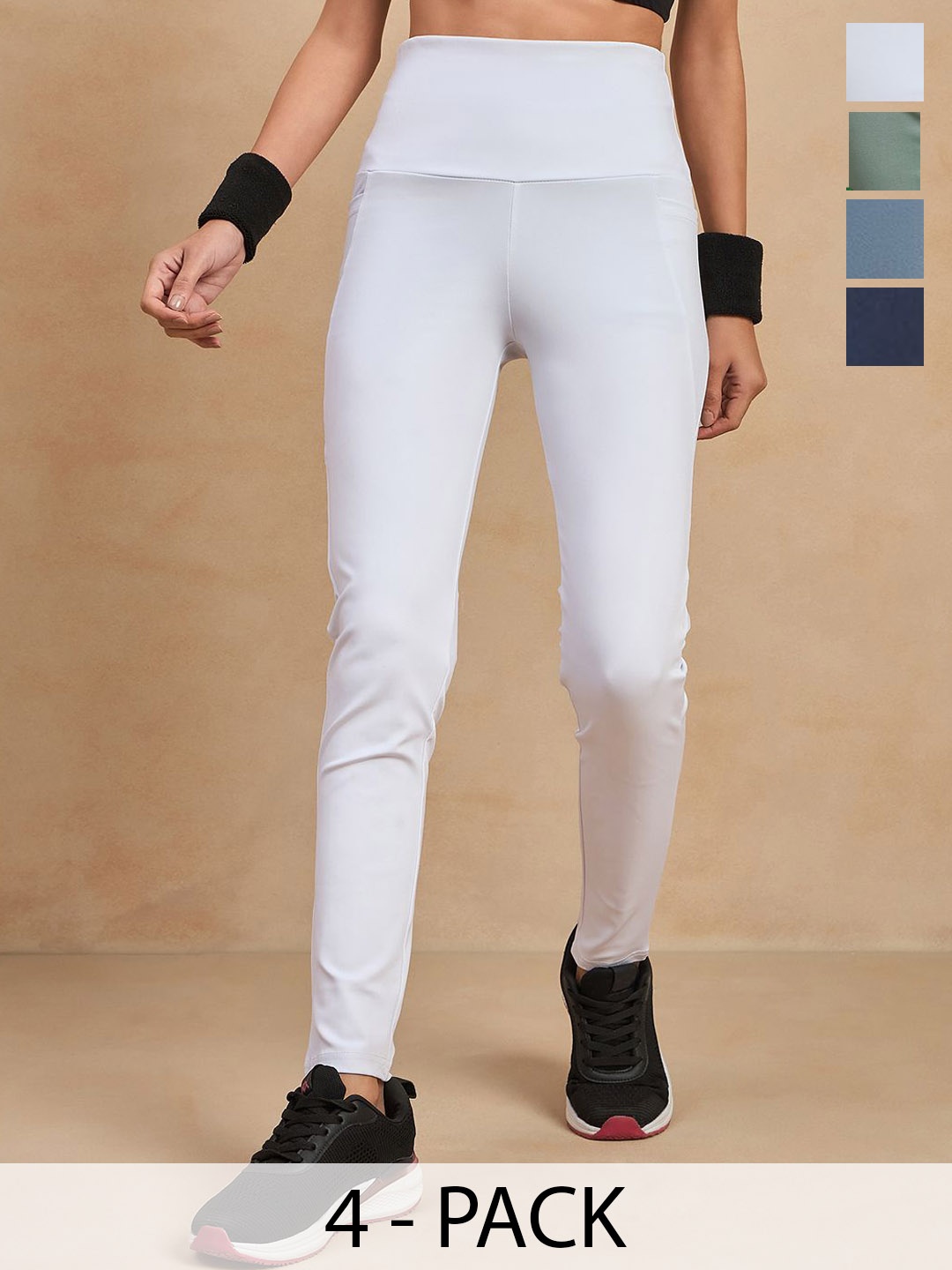 

COLOR CAPITAL Women Pack of 4 Skin Fit Antimicrobial Tights, White