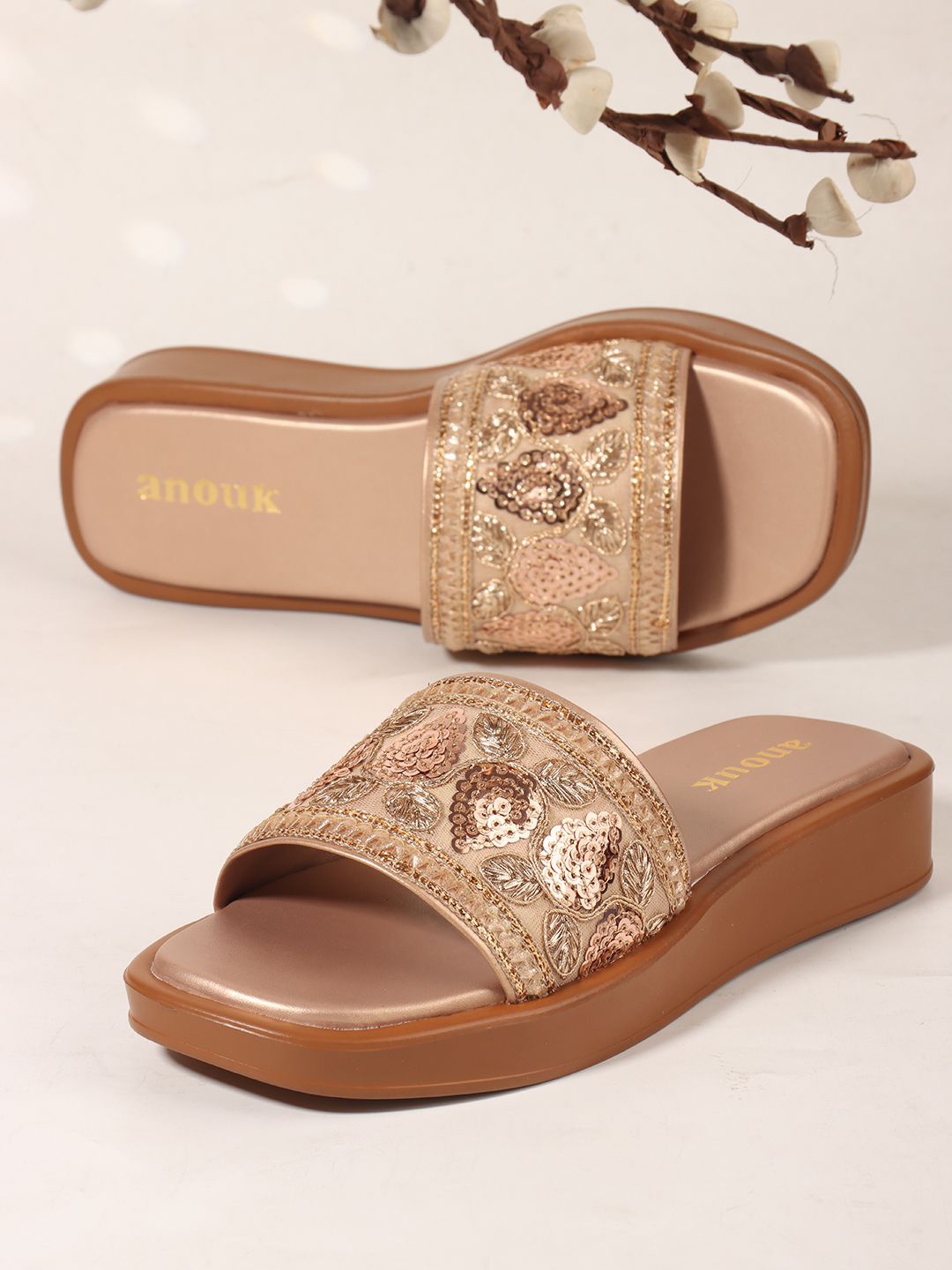 

Anouk Women Open Toe Platform Heel Sandals, Gold