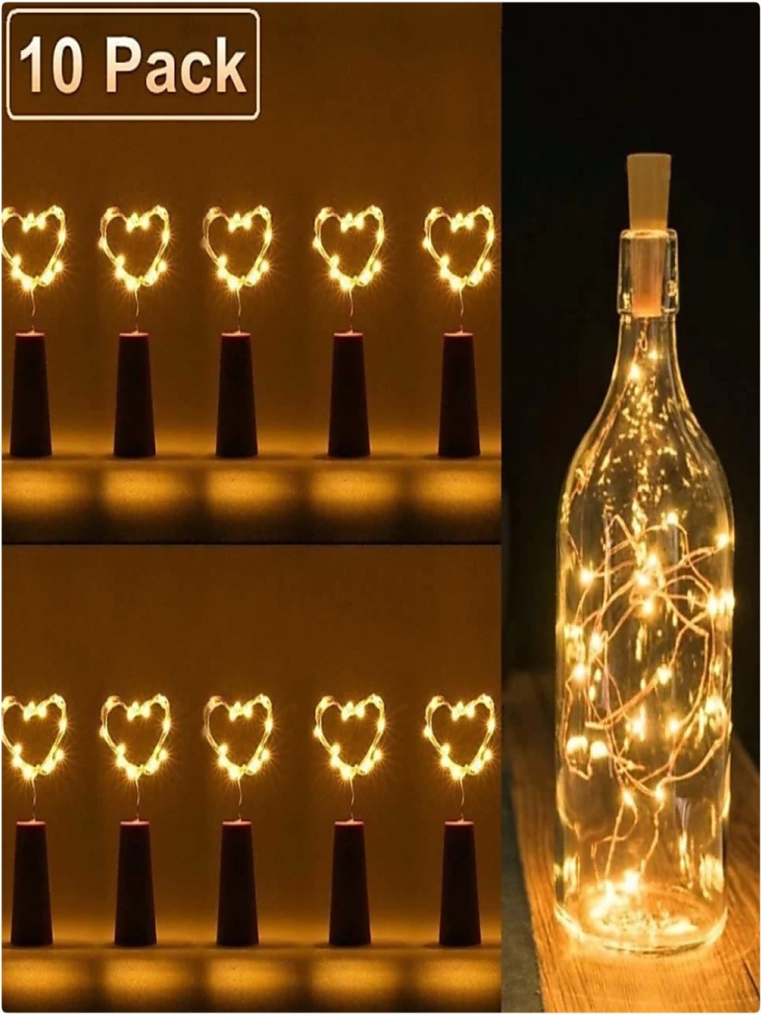 

ENORMITY Yellow 10 Pieces Rice Shaped Cork String Lights