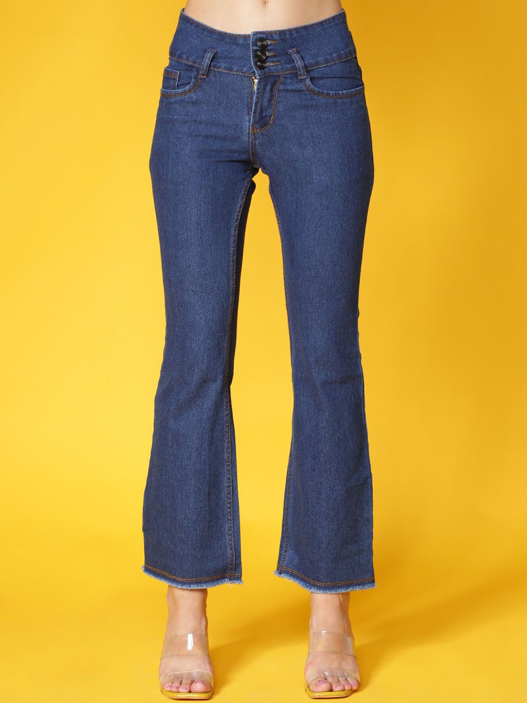 

Novio Women Comfort Bootcut High-Rise Stretchable Jeans, Navy blue