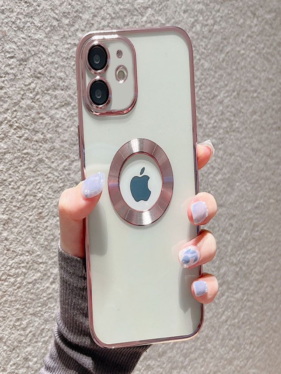 

Luxury Kase Solid Printed iPhone 11 Transparent Plating Hole Logo Case Back Case, Pink