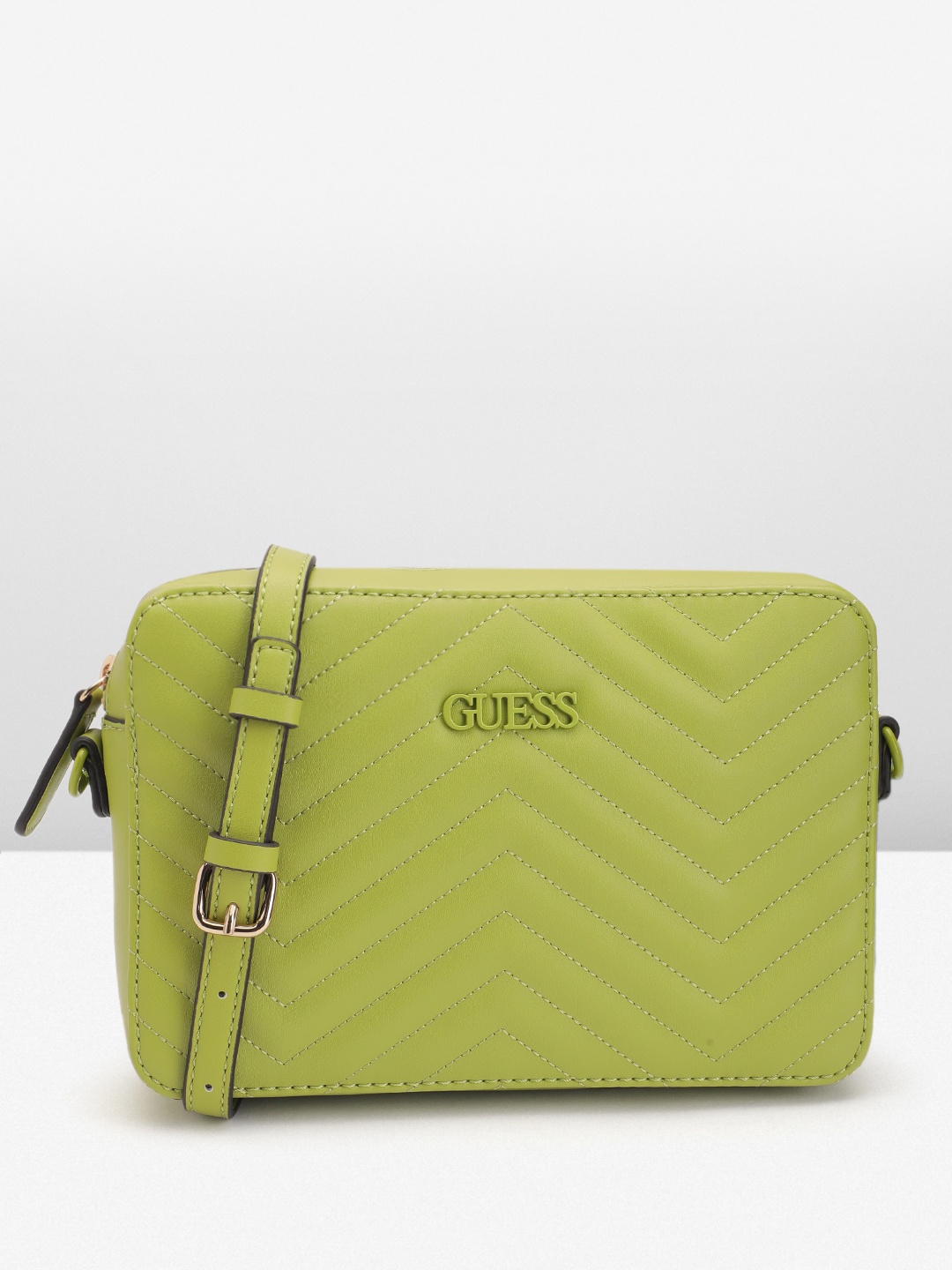 

GUESS Structured Sling Bag with Quilted Detail, Green